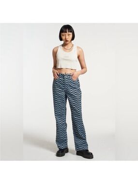The Ragged Priest Blue Wave Wide Leg Pants